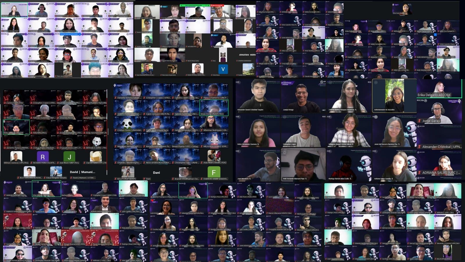 Becarios de distintas universidades en sesión en vivo